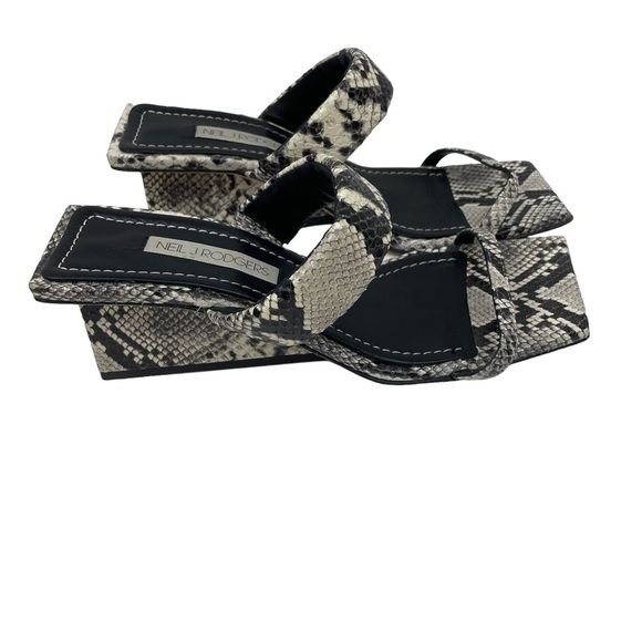 Neil J. Rodgers Chriselle Square Toe Python Wedge Sandals - Picture 3 of 5